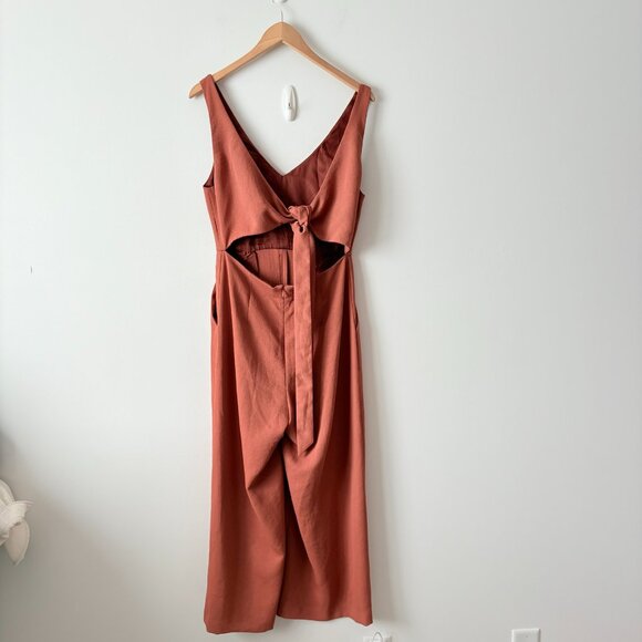 Aritzia Wilfred Ecoulement Jumpsuit Tie Back Brown Rust Size 8 - Picture 6 of 8